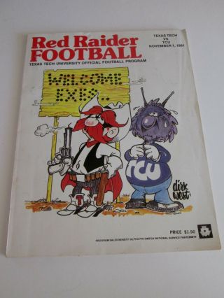 1981 Texas Tech Vs Tcu Football Program Red Raiders Dirk West Frogs