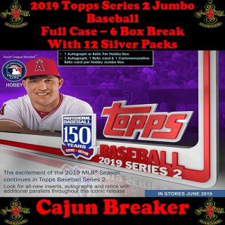 Seattle Mariners Full Case 6box Break W/silver 2019 Topps Series 2 Jumbo