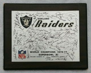 1976 Oakland Raiders Signed Team Plaque Bowl Xi