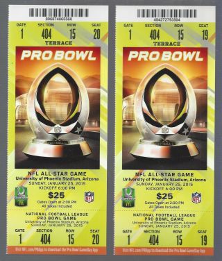 2015 Nfl Football Pro Bowl All - Star Game Full (2) Tickets @ Arizona