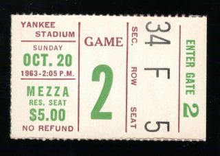 October 10,  1963 York Giants Vs Dallas Cowboys Ticket Stub Ya Tittle 4 Td