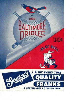 1950 Minor League Baseball Program Jersey City Giants V Baltimore Orioles Scored