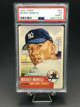 1953 Topps Baseball Mickey Mantle Sp Hof Psa Vg 3 (mc) 82 Ny Yankees Set Break