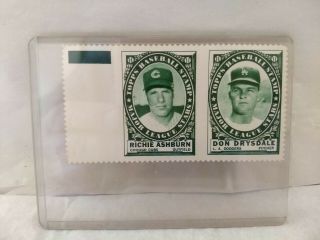 1961 Richie Ashburn And Don Drysdale Topps Stamps Tabbed Pair