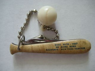Babe Ruth 1927 Ny Yankees 60 Home Runs Souvenir Baseball Bat/ball Pen Knife