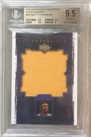 03/04 Ud Exquisite Extra Wilt Chamberlain Game Jersey Patch Jumbo Bgs9.  5