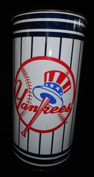 Vintage Ny Yankees Metal Garbage Trash Can P&k Products York Wastebasket