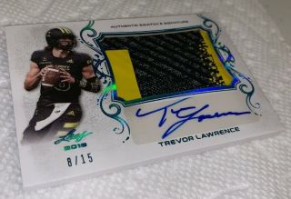 TREVOR LAWRENCE only 15 made 2018 LEAF Autograph FUTURE 1 PICK Game Worn 2