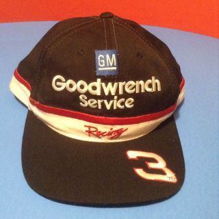 Gm Goodwrench Service Racing 3 Cap Rcr - Never Worn - Black With White And Red