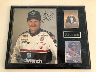 Dale Earnhardt 3 Signed Plaque,  Along With Two Dale Earnhardt Hats.