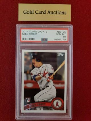 2011 Topps Update Us175 Mike Trout Angels Rc Rookie Psa 10 " Hot Card "