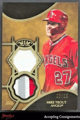 2019 Topps Tier One Dual Relics T1rmt Mike Trout Jersey - 3 - Color Patch 03/25