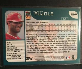 2001 ALBERT PUJOLS TOPPS TRADED ROOKIE CARD T247 6