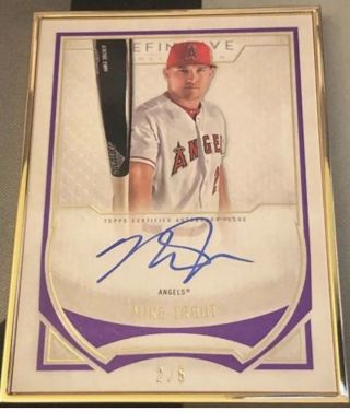 Mike Trout 2019 Topps Definitive Baseball On Card Auto Autograph 2/5 Angels