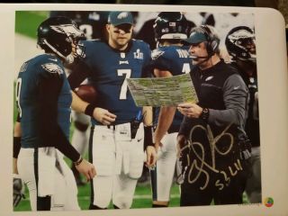 Doug Peterson Signed 8x10 Photo Philadelphia Eagles Superbowl Autographed Smear.