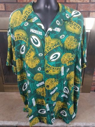 Vintage Green Bay Packers Nfl Football Hawaiian Full Button Shirt Wisconsin Xxxl