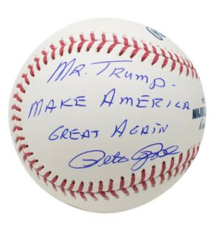 Pete Rose Signed President Mr.  Trump Make America Great Again Mlb Baseball Jsa