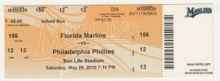 2010 Roy Halladay Perfect Game Marlins Vs.  Phillies Full Ticket 5/29 2019 Hof