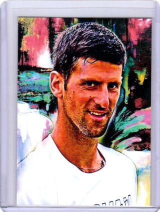 2019 Novak Djokovic Tennis Professional 1/1 Aceo Blue Sketch Print Card By:q