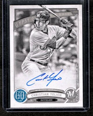 Christian Yelich Brewers Mvp Black&white On Card Auto 2019 Gypsy Queen Only 50