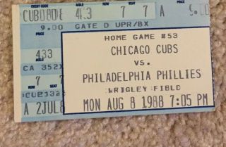This Is For (1) 8/8/88 Chicago Cubs Ticket Stubs 1st Night Game