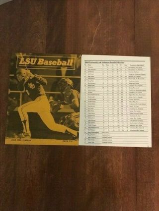 1984 Lsu Baseball Game Program Vs.  Alabama