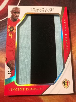 2018 - 19 Immaculate Soccer Jersey Numbers Vincent Kompany 13/22 Belgium 