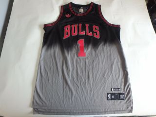 Derrick Rose Adidas Limited Edition Xl Jersey Chicago Bulls Black Gray Sewn Nba
