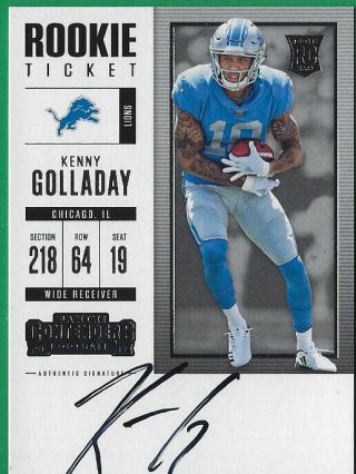 2017 Panini Contenders Kenny Golladay Rc Rookie Ticket Auto Lions