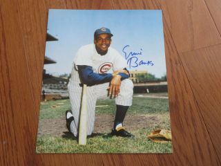 Ernie Banks Autograph 8x10 Photo Hand Signed Chicago Cubs Hof