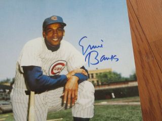 Ernie Banks Autograph 8x10 Photo Hand Signed Chicago Cubs HOF 2