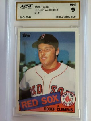 1985 Topps Roger Clemens Rookie Card 181 Grading 9
