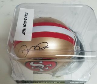 Joe Montana Signed San Francisco 49ers Mini Helmet Beckett Hof Quarterback