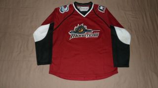Cleveland Lake Erie Monsters Red Ccm Youth Size L/xl Ahl Hockey Jersey