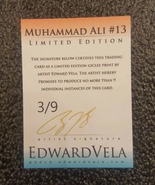 MUHAMMAD ALI 13 SKETCH CARD LIMITED 3/9 EDWARD VELA SIGNED VERY RARE COLLECTIBL 2