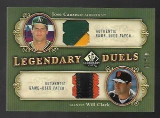 2005 Sp Legendary Cuts Legendary Duels Patch Cc Jose Canseco Will Clark 3/10