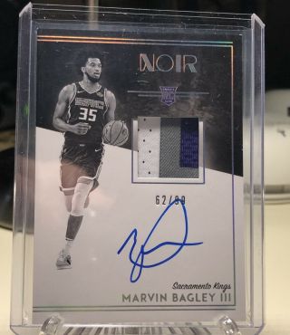 2018 - 19 Panini Noir Marvin Bagley Iii 3 Color Rookie Patch Auto Rpa /99 Kings