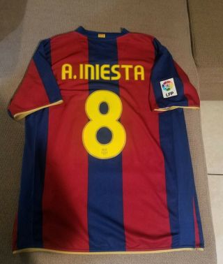 Barcelona Soccer Jersey Andres Iniesta 8season 2007 Size L Conditi