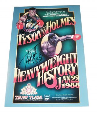 Iron Mike Tyson & Larry Holmes Hand Signed 18x12 Poster With Picture Proof