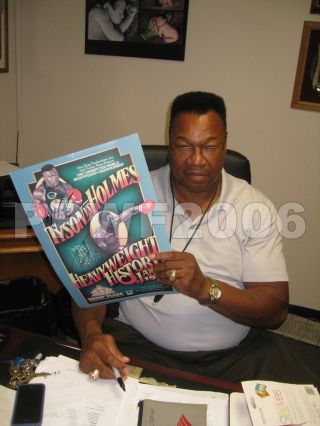 IRON MIKE TYSON & LARRY HOLMES HAND SIGNED 18X12 POSTER WITH PICTURE PROOF 2