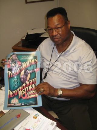 IRON MIKE TYSON & LARRY HOLMES HAND SIGNED 18X12 POSTER WITH PICTURE PROOF 3