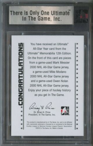 2012 - 13 In The Game ITG Ultimate Messier Modano Nolan Triple Patch 5/24 2