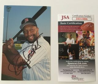 Kirby Puckett Signed Autographed 3.  5 X 5.  5 Photo Postcard Jsa Certified