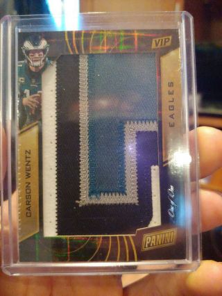 True 1/1 2019 Panini National Convention Gold Vip Carson Wentz 4 - Color Patch