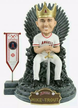 Nib Mike Trout Bobblehead Game Of Thrones Angels King Trout Mlb Foco
