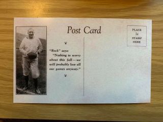 1920s Knute Rockne Notre Dame Football Postcard