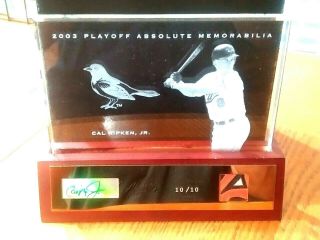 2003 Playoff Absolute Memorabilia Etched Glass Plaque 10/10 Cal Ripken Jr.  Rare