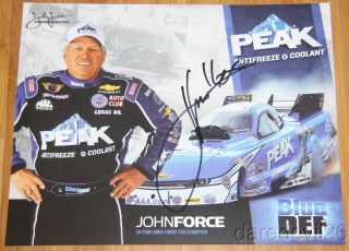 2015 John Force Signed Peak Chevy Camaro Funny Car Nhra Postcard
