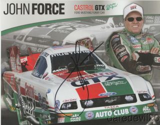 2008 John Force Signed Castrol Mustang Funny Car Nhra Postcard