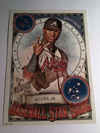 2019 Topps Allen & Ginter Baseball Star Signs 5x7 Ronald Acuna Jr Braves 1 03/49